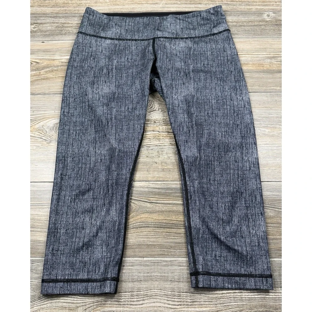 Lululemon‎ Womens Size 10 Wunder Under Crop Leggings Luxtreme Burlap Black Dune